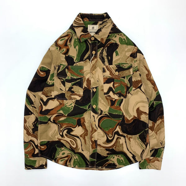 Beautiful Camouflage Shirt Men's Japanese-style Retro Washed Amekaji Workwear Cotton Long Sleeve