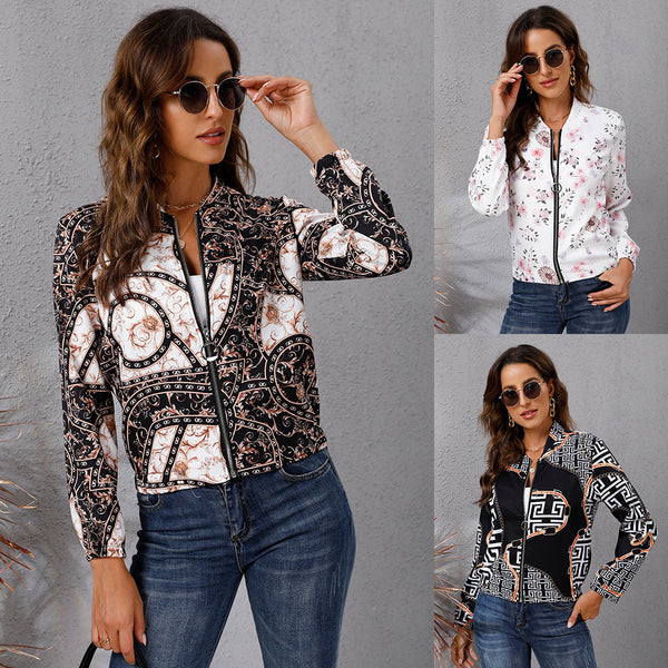 Autumn Women's Printed Long-sleeve Zipper Jacket