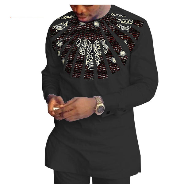 African Ethnic Printing Batik Cotton Men'S Casual Suit