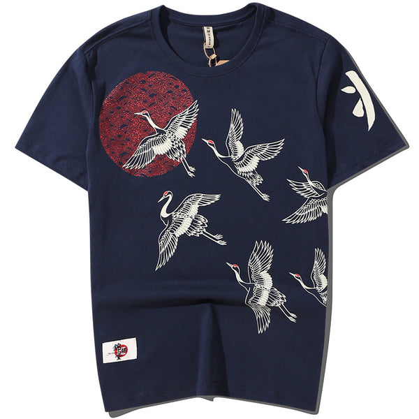 Ethnic Wind Crane Short Sleeve