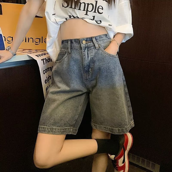 Retro Women's Elastic Waist Summer Denim Shorts