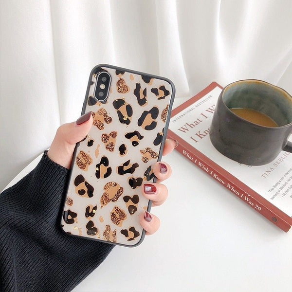 Compatible with Apple, Gold leaf leopard iPhone case