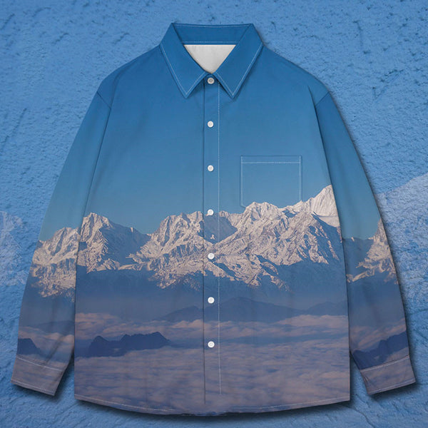 Snow Mountain Scenery Sunset Sky Beautiful Trend Long-sleeved Shirt