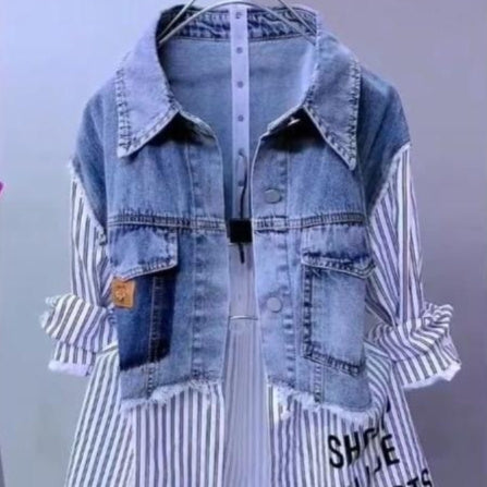 Striped Denim Coat Women's Design Niche Jacket Top