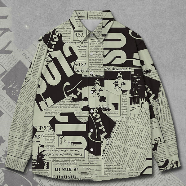 Roman Ink Newspaper Long-sleeved Shirt