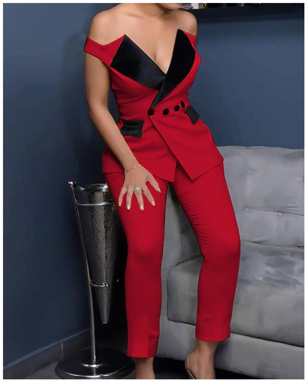 Women's one-shoulder tight dress suit