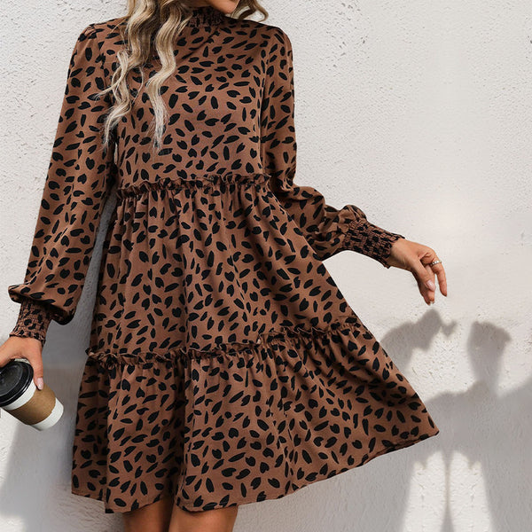 Leopard Print Long Sleeve Dress