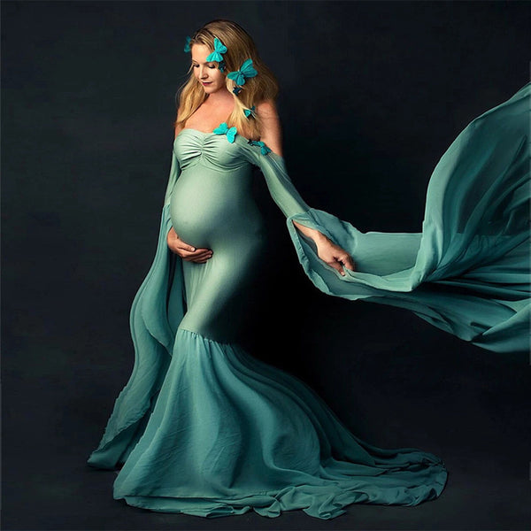 Pregnant Woman Photo Shoot Chiffon Dress Long Skirt