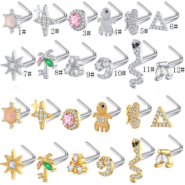 Stainless Steel Nose Stud Ornament Animal Flowers European And American