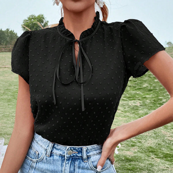 Summer Fashion Chiffon Lace-up Shirt