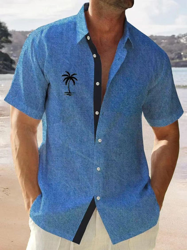 Men'sLoose-fit Casual Cozy Resort Palm Tree Shirt