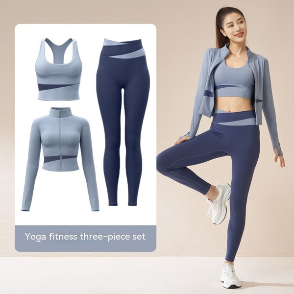 Women's Jacket Trousers Bra Yoga Workout Clothes