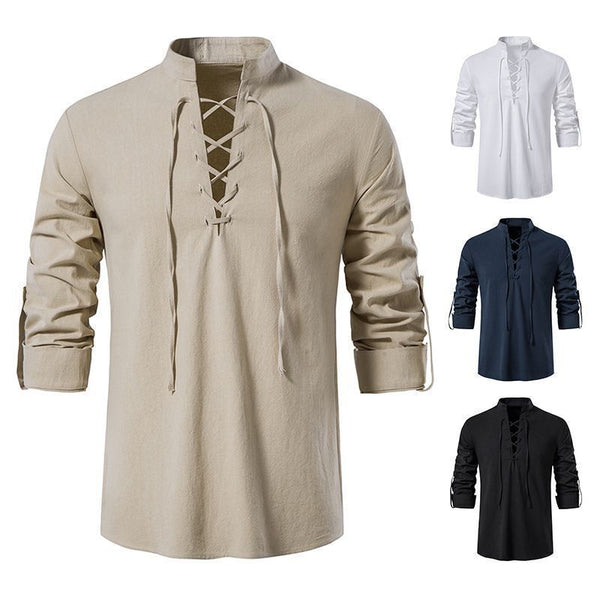 Men's Long Sleeve Casual Stand Collar Shirt