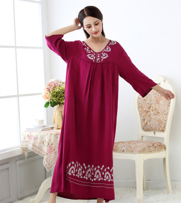 Loungewear Sleeve Washed Cotton Korean Style Nightdress Pajamas