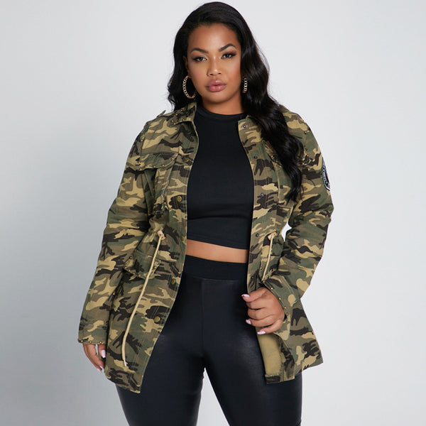 Ladies Camouflage Workwear Casual Baseball Jacket